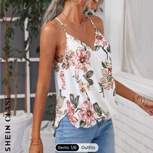 SHEIN clasi surplice neck floral cami top